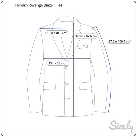 Revenge for J Hilburn Navy Super 150s Wool Blazer Vitale Barberis 44 Custom - Picture 13 of 13